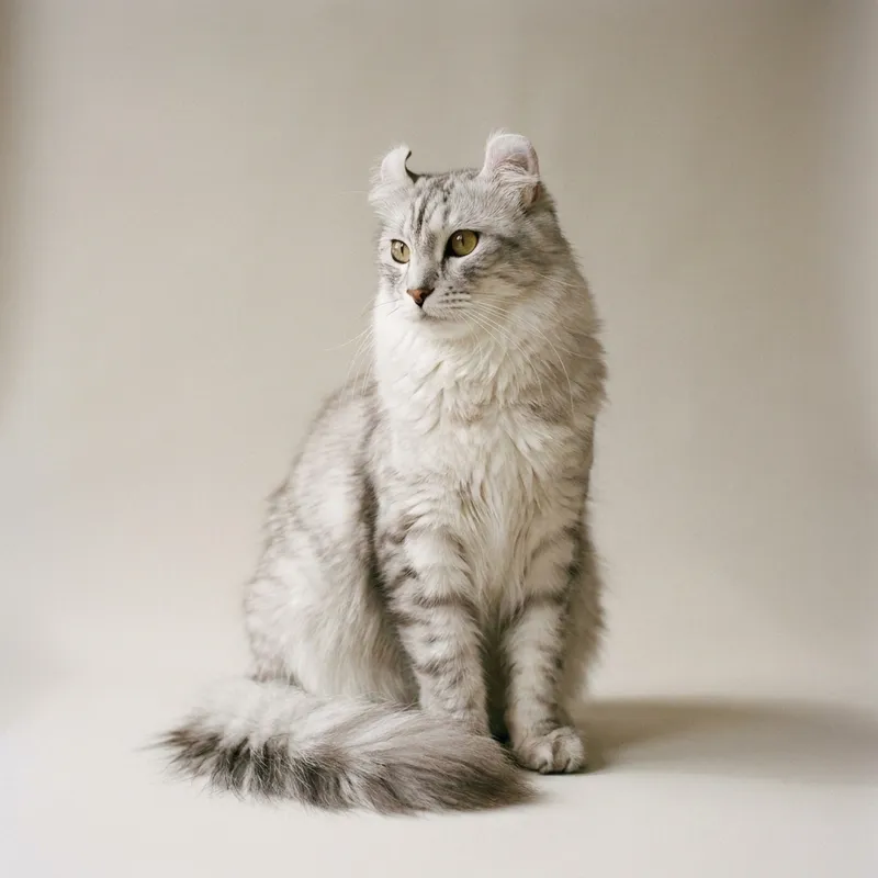 A American Curl cat sitting, full body