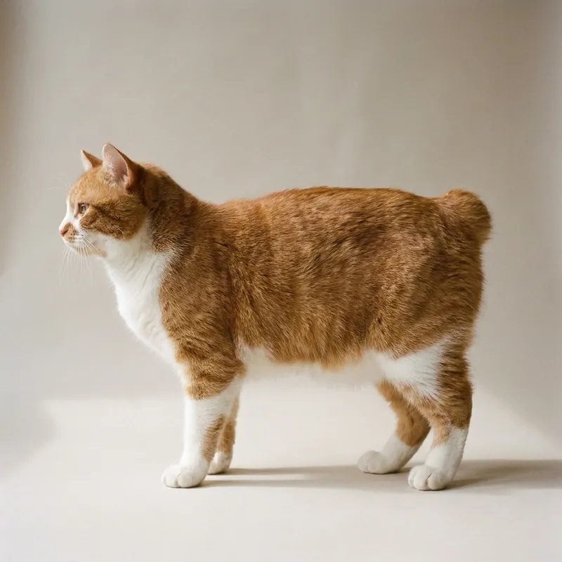 A Manx cat sitting, full body