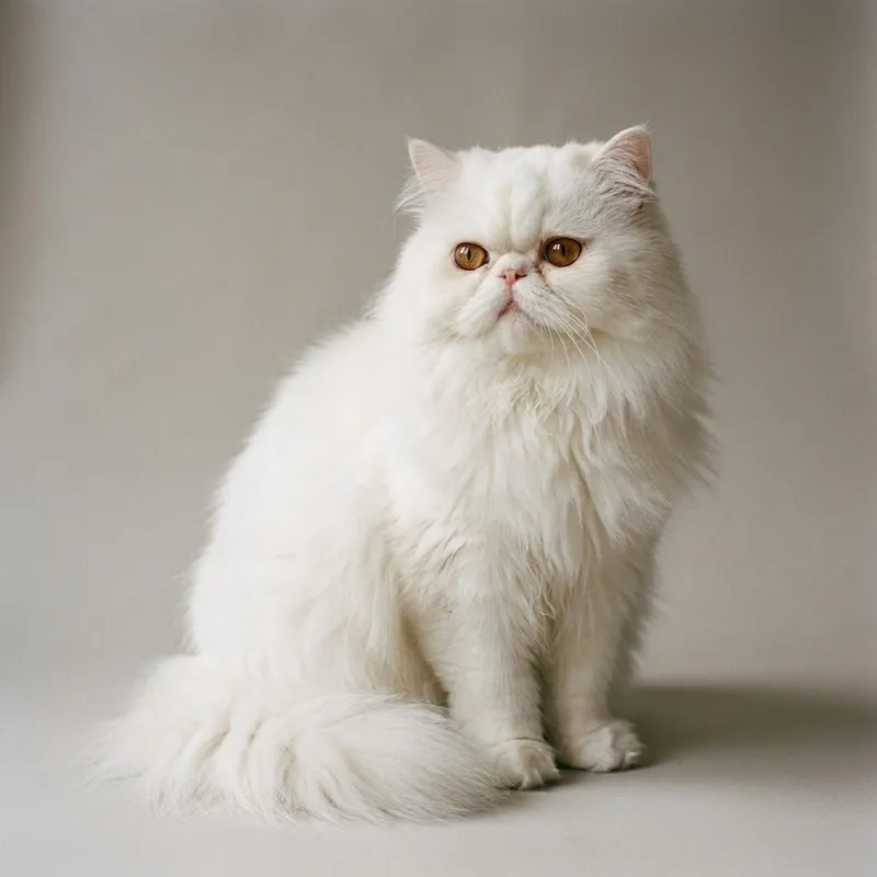 A Persian cat sitting, full body
