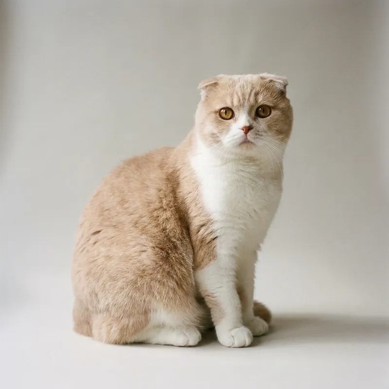 A Scottish Fold cat sitting, full body