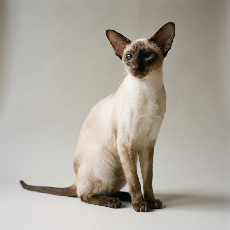 A Siamese cat sitting, full body